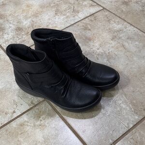 Clarks Black Leather Ankle Boots
